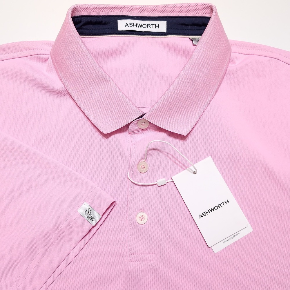 ASHWORTH Polo Shirt Mens Large Pink NWT AM1881 Short Sleeve Golf Performance